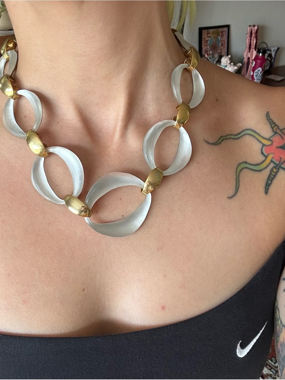 Alexis Bittar Two-Tone Silver and Gold Oval Link Necklace - Picture 8 of 9